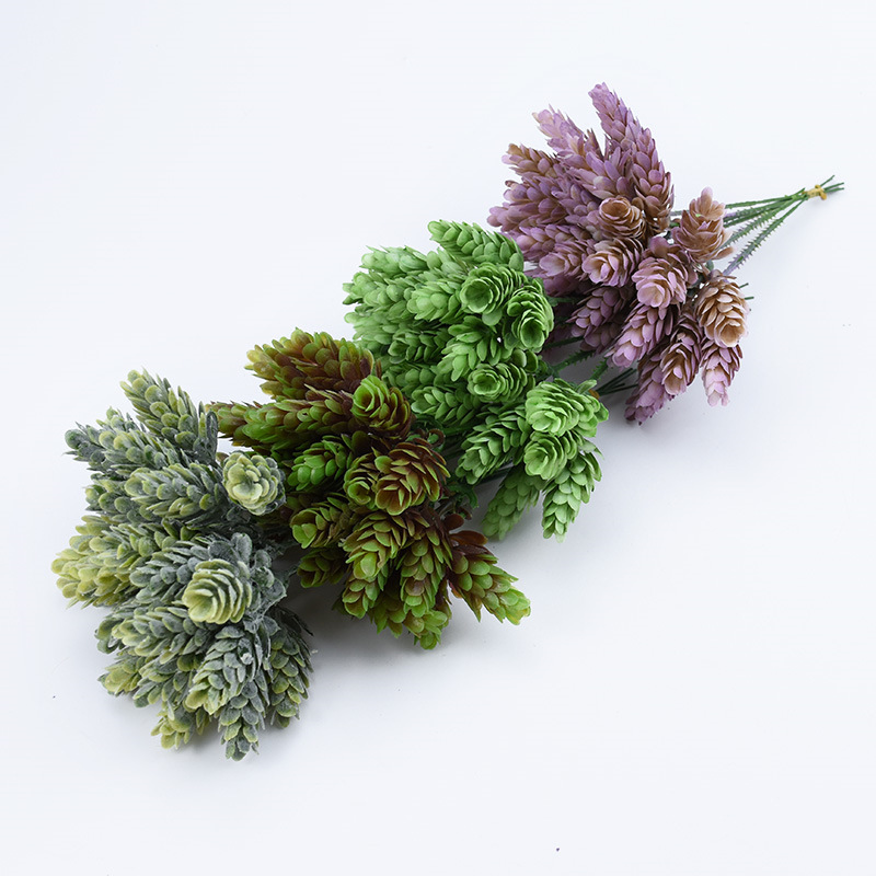 Cross-border exclusivo plástico corsage piña hierba flor artificial diseñador de flores de bricolaje arreglo floral planta verde pared flor decorativa