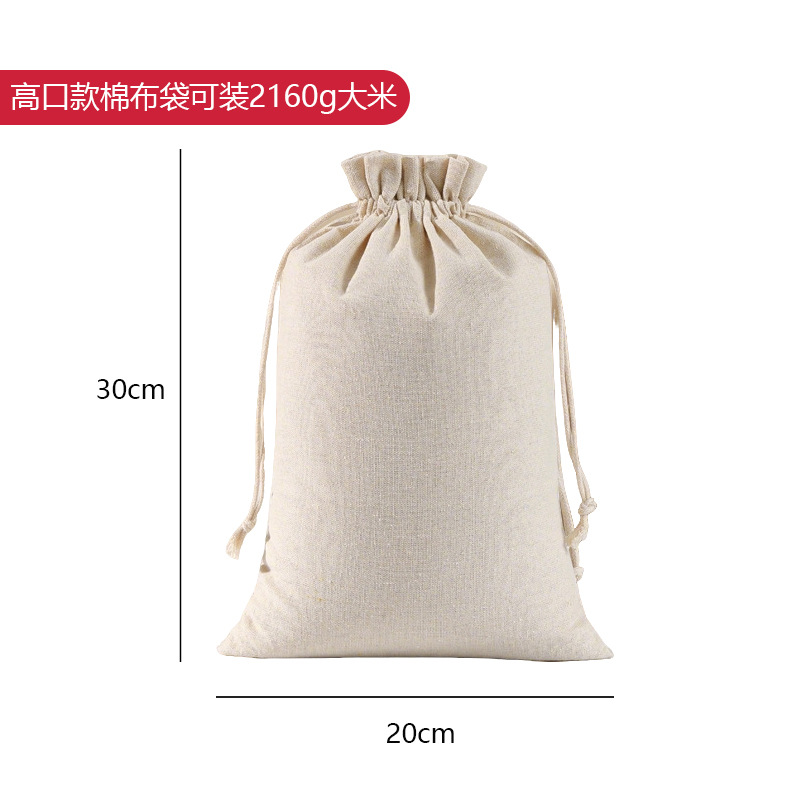 Cuerdas de dibujo bolsillo de algodón de lino de boca plana bolsillo de almacenamiento de cubierta personalizado bolsas de tela de arroz y té bolsas de red blancas bolsas de polvo