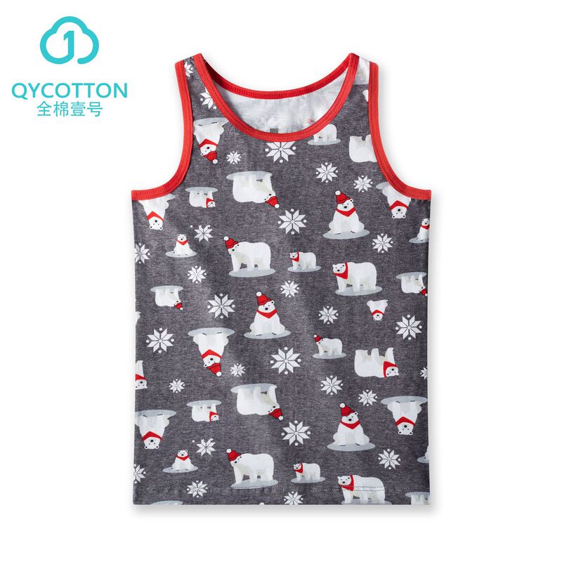 Cotton No. 1 Qycotton - Export Customized Christmas White Bear Combed Cotton Active Digital Rotary Screen Printing for Men