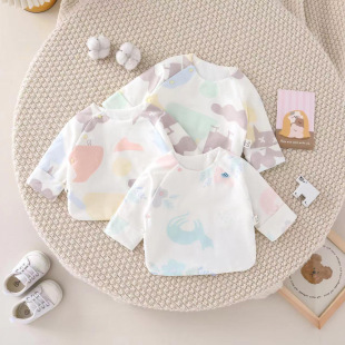 Newborn Baby Autumn and Winter Thin Cotton Half-Back Clothing, Newborn Pajamas, Full-Month Monk-Style Clothing, Unisex Baby Clothes for 0 to 3 Months, Brushed Fabric