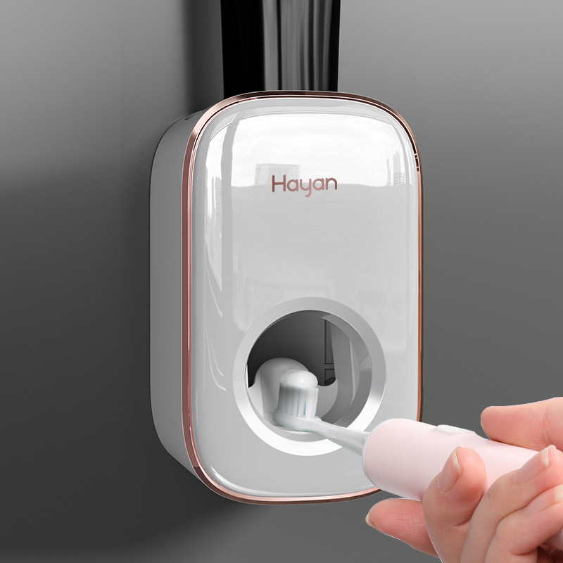 hayan/海迎 自動歯磨き粉ディスペンサー 穴あけ不要 歯磨き粉ホルダー 家庭用壁掛け式歯磨き粉ディスペンサー|undefined