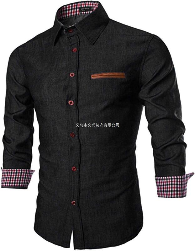 Men's Dress Shirts Custom Solid Color Cotton Class Button-Down Long Sleeve Shirt Solid Color Classic Fashion Business Chemise