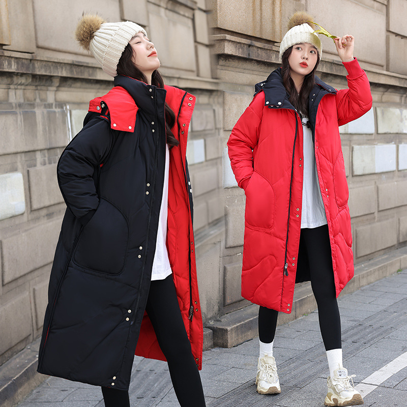 2024 invierno engrosado dos lados vestidos de algodón de mujer nuevo invierno largo estilo coreano abrigo de algodón extranjero image 3