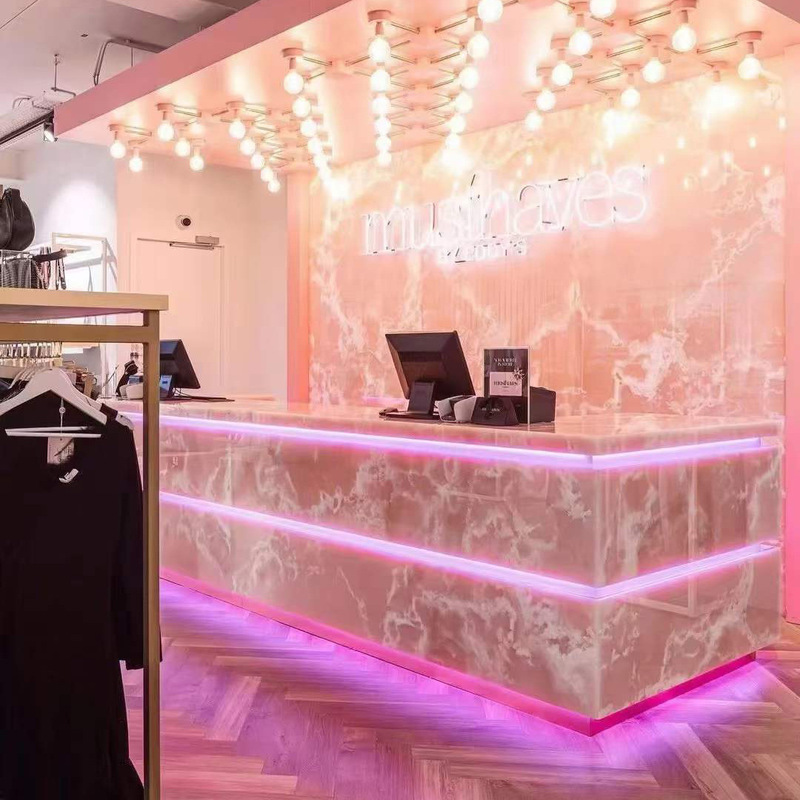 Pink Jade Translucent Natural Marble Home Decoration Desktop Background Wall Coffee Table Dining Table Villa Crystal Stone