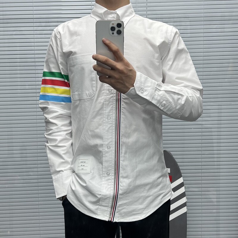 Authentic Tom Four-Stripe Shirt Washed Denim Jacket Tb Shirt Coat Men's Casual Jacket Lowy Authentic Tom Four-Stripe Shirt Washed Denim Jacket Tb Shirt Coat Men's Casual Jacket Lowy