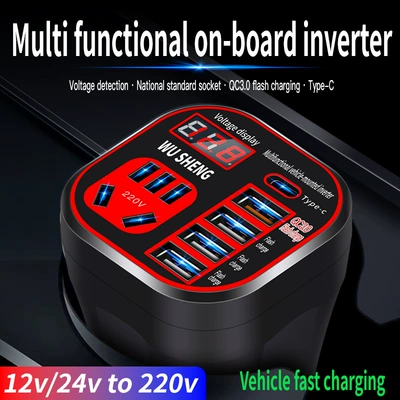 Yük Maşını 12V/24V-dən 220V-a Çoxfunksiyalı Avtomobil İnverteri Telefon Şarjı