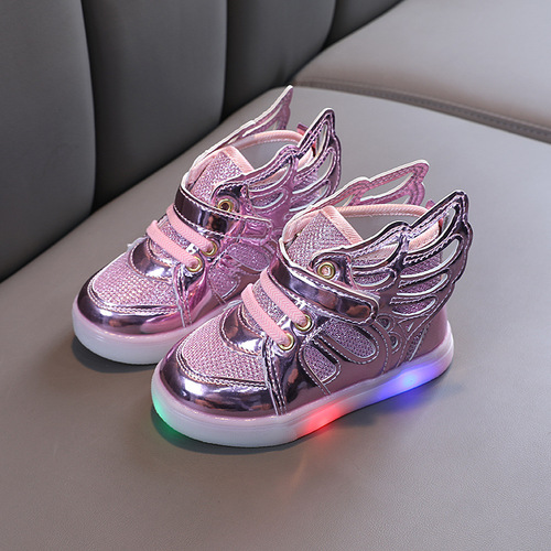 Spring and Autumn New LED Luminous Flash Shoes Children's Wings Children's Shoes Children's Baby Shoes Boys and Girls Sports Shoes Korean Version