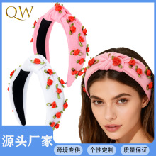 情人节发箍布艺搭配玫瑰花朵配件打结宽边高颅发饰女情人节发箍
