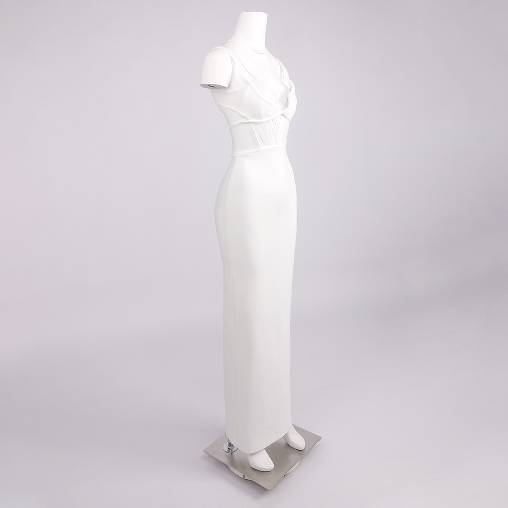 Women's Clothing Black Knitted Bandage Dress For Women Cross Strap Slim Fit Suitable For Commute Dates And Banquets_ecoleips.com