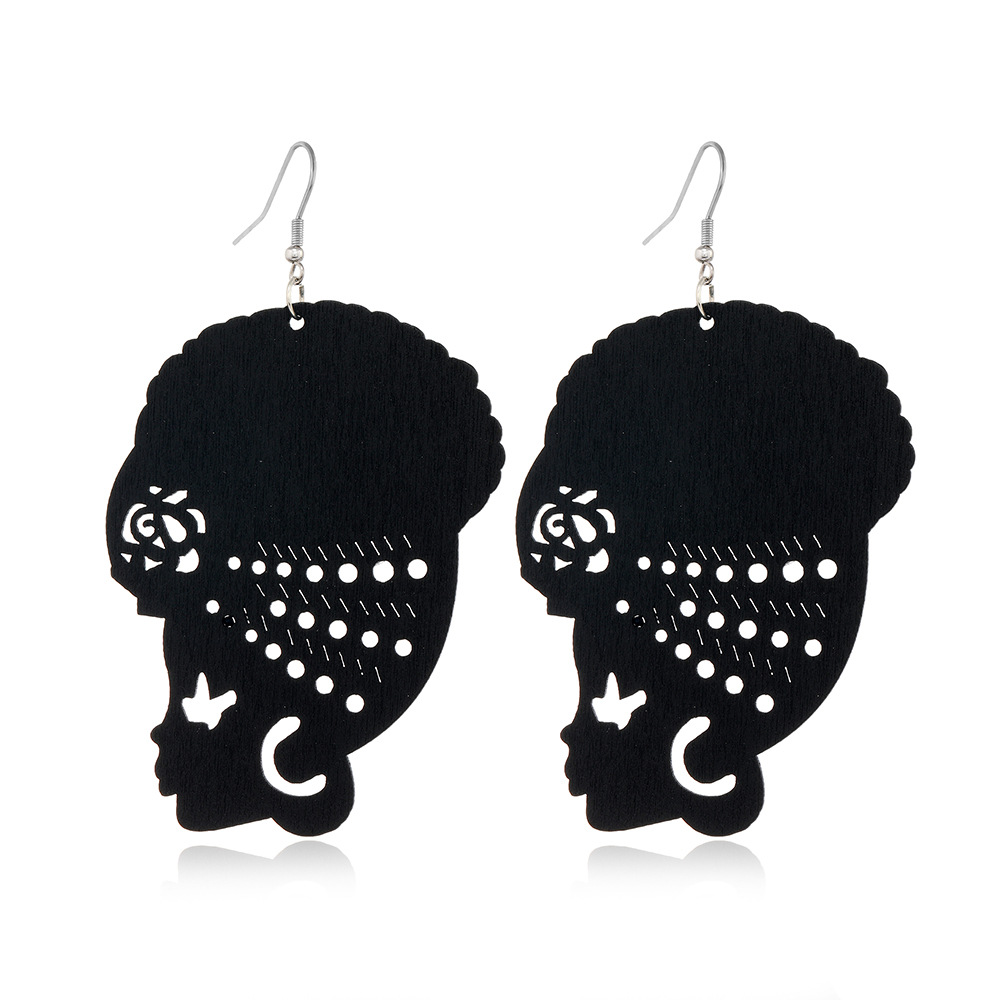 Wholesale Jewelry 1 Pair Casual Human Water Droplets Flower Wood Drop Earrings display picture 4