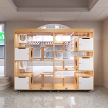 hfa实木猫别墅猫舍猫柜子超大自由空间家用一体室内三层寄养柜宠