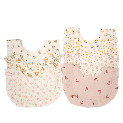 Ins style pure cotton U-shaped lace saliva towel baby type a cotton gauze absorbent soft baby girl bib bib