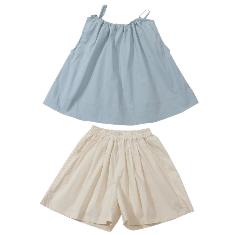 女の子サスペンダースーツ夏 2025 新しいファッショナブルな子供カジュアル夏服女の赤ちゃんショーツ 2 点セット