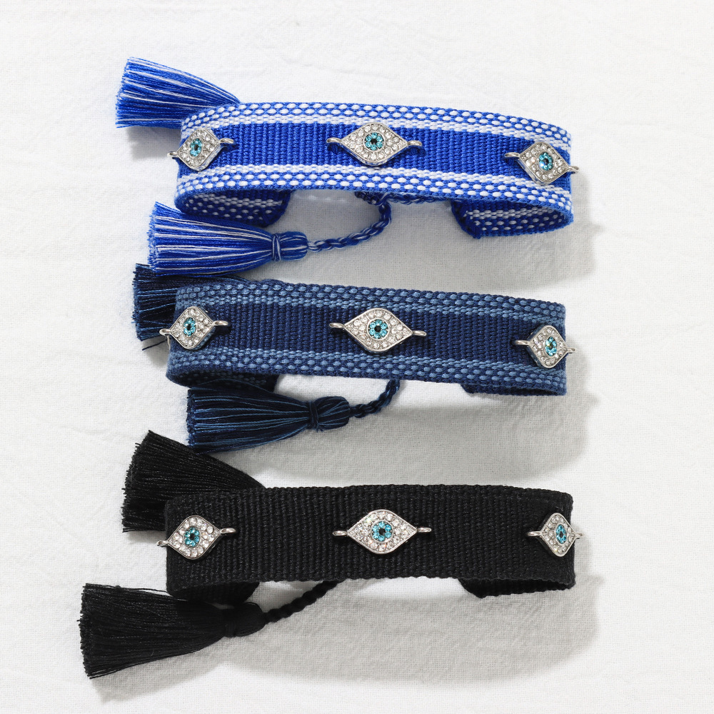 10g Weight Rhinestones Inlay Material Bracelets Classification Polyester Chain Material 1 Piece Quantity Holiday, Daily Occasion Polyester Material Devil's Eye, Heart Shape Pattern Unisex Gender Tassel, Braid, Inlay Design Casual Style Casual Devil's Eye Heart Shape Rhinestones Polyester Wholesale Bracelets 5