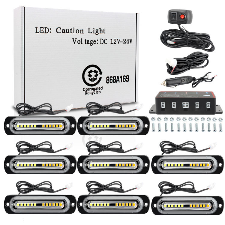Flash side light with 8*12 high brightness LED grille light for 12-24V vehicles with flashing warning light