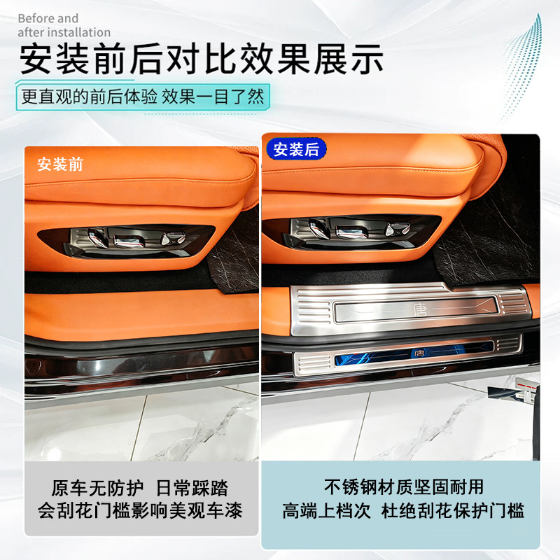 Suitable for 26 Byd Models, Stainless Steel Anti-Scratch Door Sill Strips, Door Step Protection Strips, Modified Parts