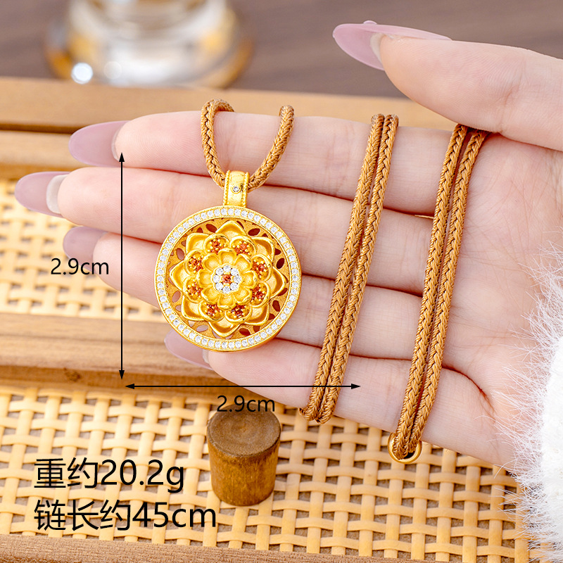 X4552 collar de loto cuerda caqui