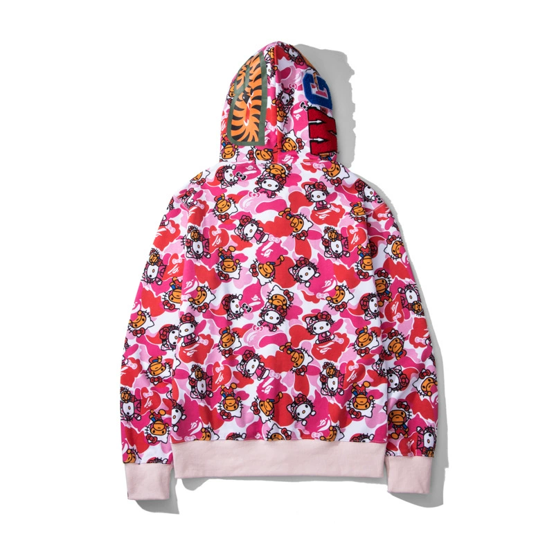 Hello Kitty, свитшот, мультяшный камуфляжный акула, худи для отдыха с капюшоном, куртка