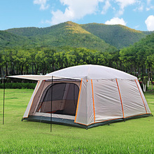 户外二室一厅大帐篷加厚双层防大雨防晒防蚊大型多人公园露营过夜