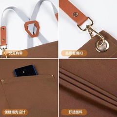 New Internet celebrity waterproof canvas custom-made apron with logo printing milk tea shop coffee perm and dyer catering apron
