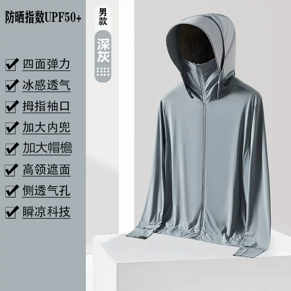 New Ice Silk Sun Protection Clothing for Men, Summer Outdoor Breathable Fishing Thin Jacket, Sun Protection Clothing 2026