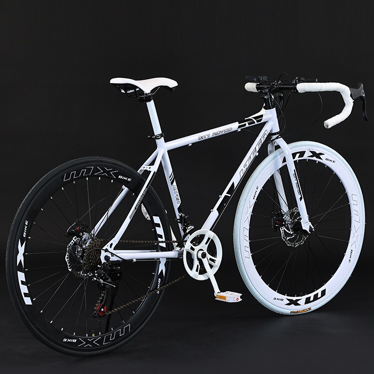 Road Bike for Adults, Popular Online, with Variable Speed, Dual Disc Brakes, Fixed-Gear Racing Bike, Suitable for Students, Commuting to Work, Leisure, and Stylish Cycling