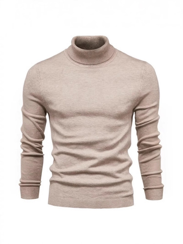 Wholesale Autumn/Winter Men's Semi-High Collar Solid Color Round Neck Sweater, Foreign Trade Men's Casual Knit Shirt, Cross-Border Line Sweater