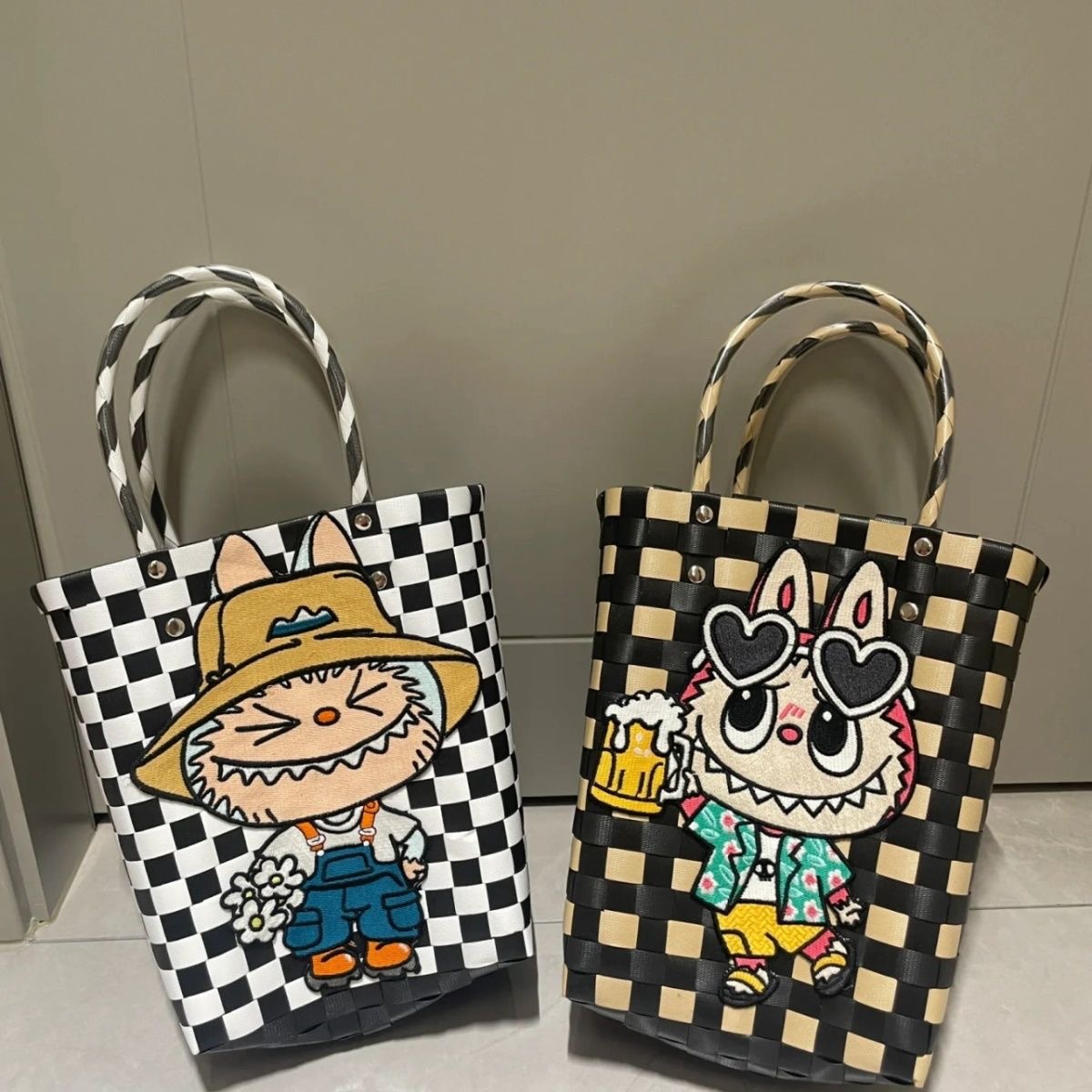 马卡龙菜篮子手工编织包包通勤包饭盒包海边度假ipad托特包水桶包