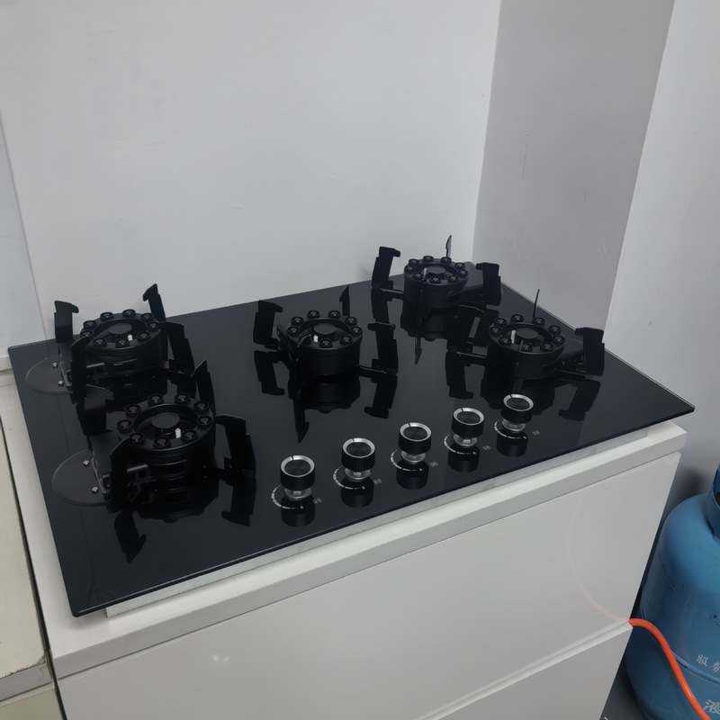 家庭用5頭の猛火がめくられた魔皿かまどガラスパネルに埋め込まれた液化/天然ガスガスかまど卸売り|undefined