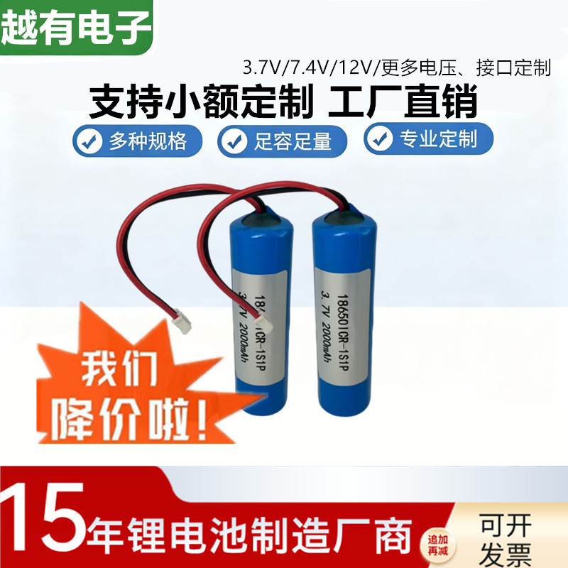 18650 Lithium Battery Large Capacity 3.7V Wired Audio Speaker Led Lamp Small Fan Lithium Battery Customization
