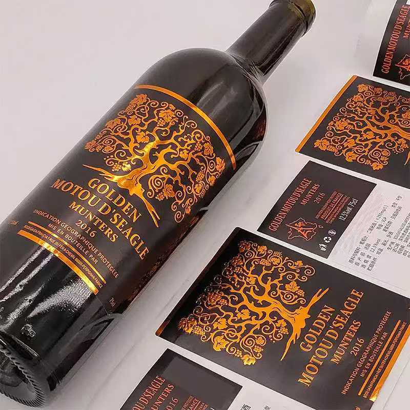 Customized hot-stamped UV self-adhesive labels, food and beverage sticker manufacturer, design and printing of wine labels, red wine labels, wine Customized hot-stamped UV self-adhesive labels, food and beverage sticker manufacturer, design and printing of wine labels, red wine labels, wine