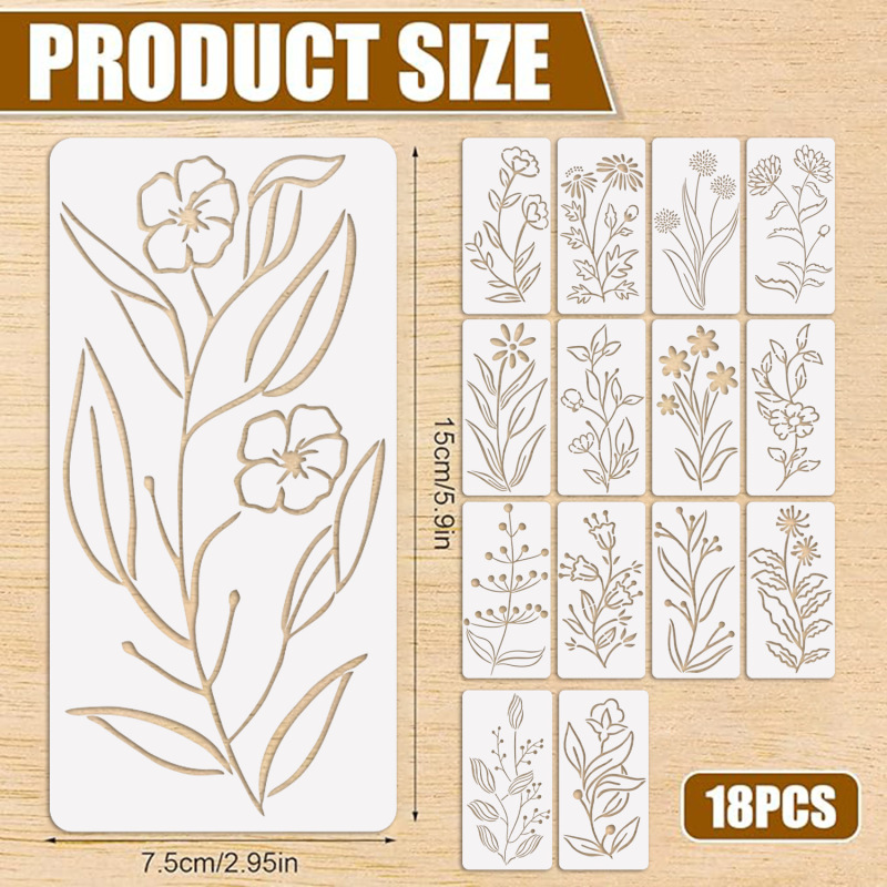 国境を越えたAmazonの人気の花と植物の絵画中空テンプレートスプレーペイントスプレー印刷工芸品漏れ印刷DIYデザインテンプレート|undefined