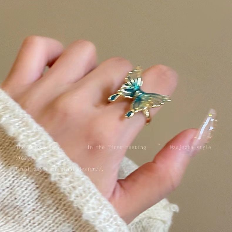 Green-tailed Butterfly~New Chinese-style Butterfly Bracelet For Women, Trendy 2025 New Model, Popular Open Ring, Light_voghion.com