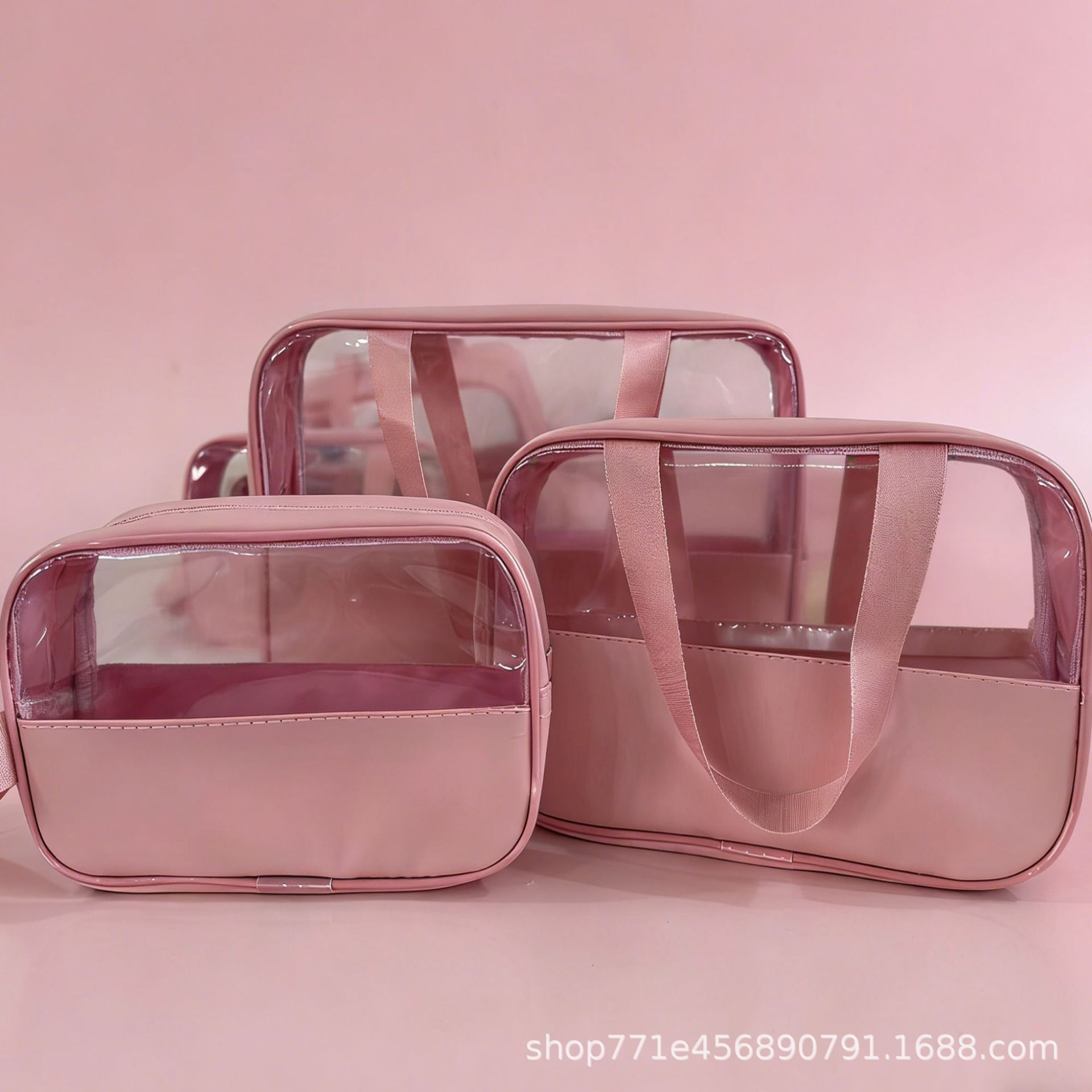 Gran capacidad de estilo coreano portátil pu esmerilado transparente impermeable espesado lavado almacenamiento bolsa de maquillaje a prueba de polvo comercio exterior
