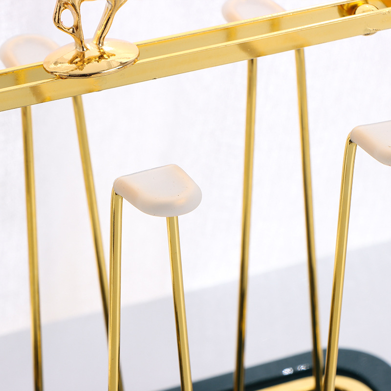 Portavasos Golden Deer para Sala de Estar, Organizador de Vasos con Drenaje, Estilo Japonés, de Hierro, para Almacenamiento en la Sala de Estar