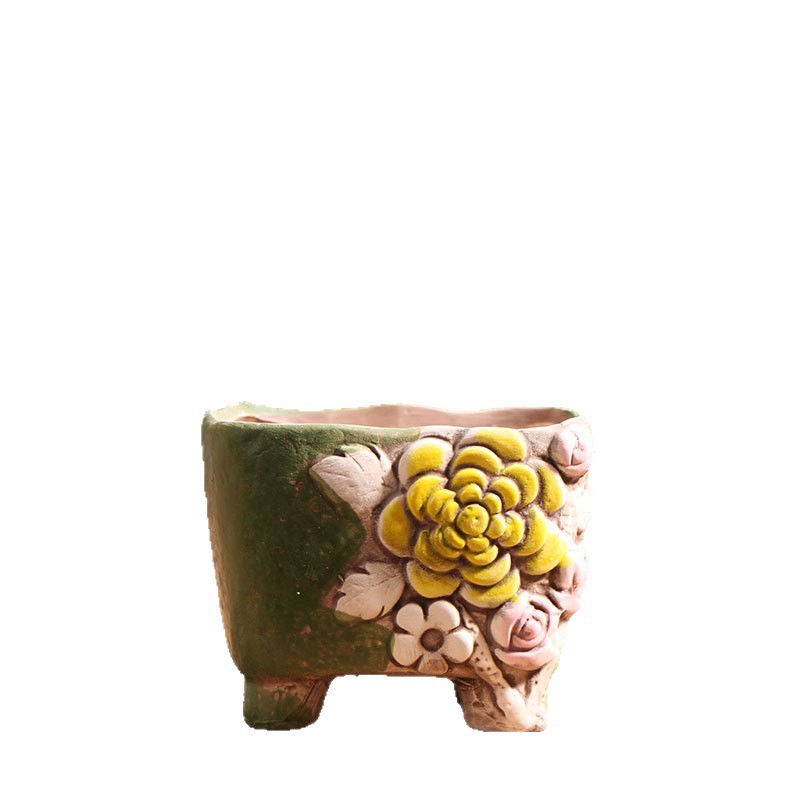 Mohei piedra maceta carnosa cerámica oferta especial balcón doméstico arcilla transpirable placa de flores de cerámica gruesa pequeña liquidación