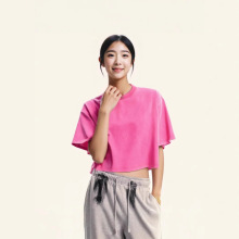 跨境女装2025春夏潮牌新款露脐上衣辣妹装短款运动短袖t恤女