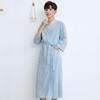 Demi-season bathrobe for beloved suitable for men and women, long pijama, long sleeve, mid-length