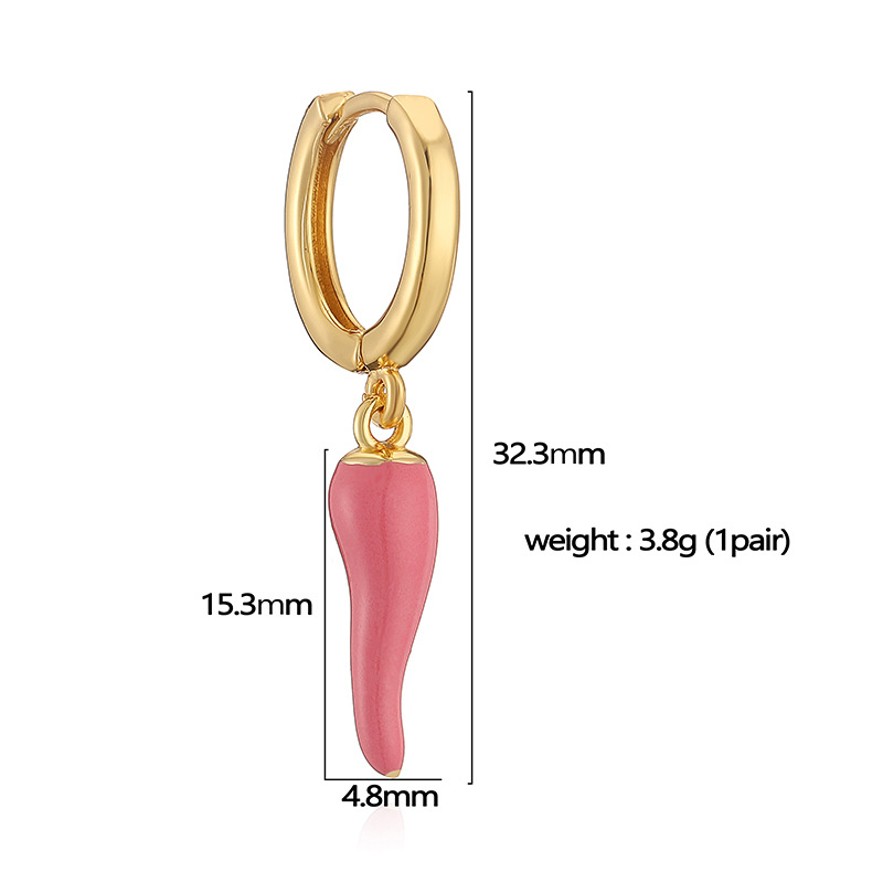 Copper Ear Needle Material 1 Pair Korean Style Geometric Irregular Enamel Copper Drop Earrings