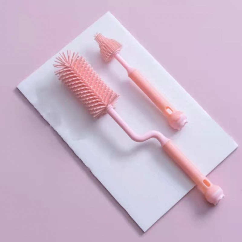 Rosa (brillo de biberón + cepillo de pezón) 2 piezas ☆