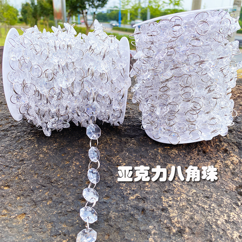 Hot-Selling Acrylic Octagonal Bead Chain Wedding Decoration Stage Layout Crystal Aisle Guide Curtain Bead Background Setup Bead Curtain