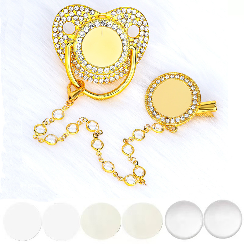 Point drill baffle baby sublimation comfort play mouth with beads chain clip