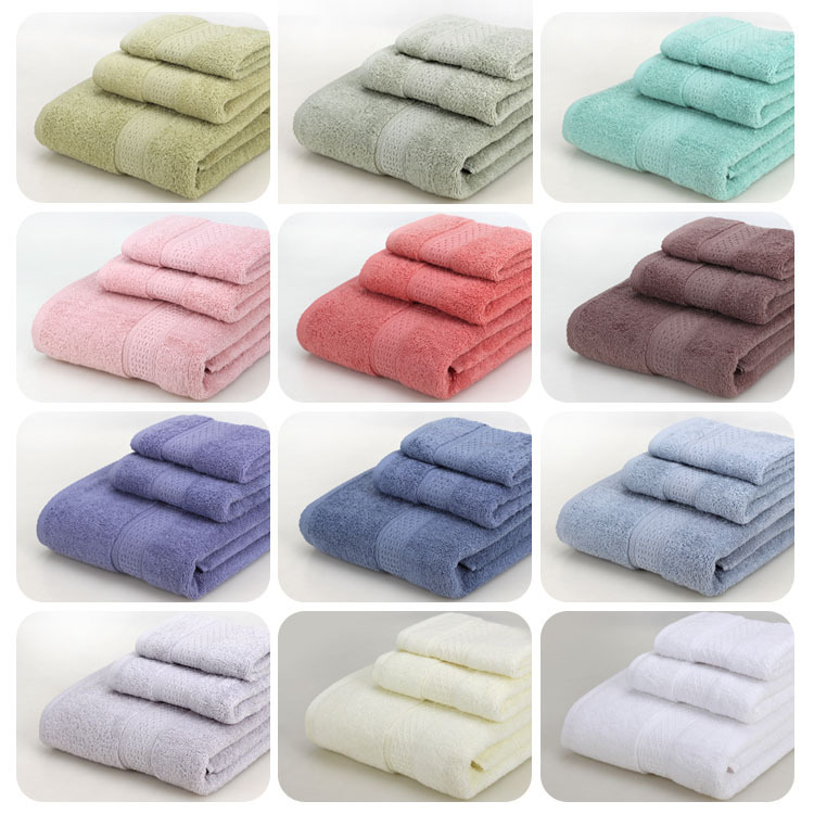 Cross-border Plain Towel Bath Towel Square Towel Three-piece Set Absorbent Couple Household Upriferous Adult Gift Towel Cross-border Plain Towel Bath Towel Square Towel Three-piece Set Absorbent Couple Household Upriferous Adult Gift Towel