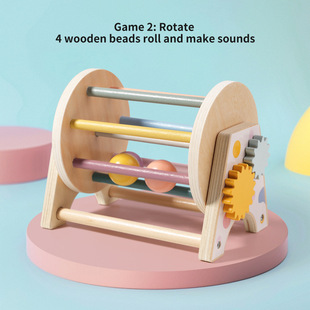 Montessori Teaching Aids Three-In-One Desktop Wooden Rolling Drum Kindergarten Educational Montessori Early Education Toys Wholesale