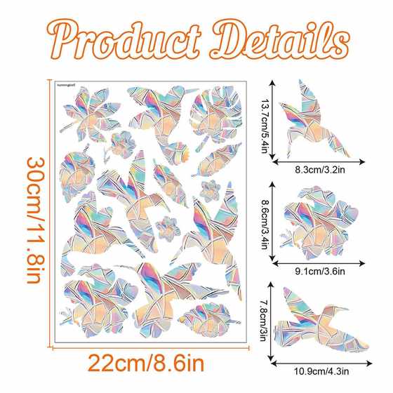 Cross-border Suncatcher Anti-collision Window Stickers Colorful Removable Window Decorative Stickers Warning Bird Electrostatic Glass Stickers