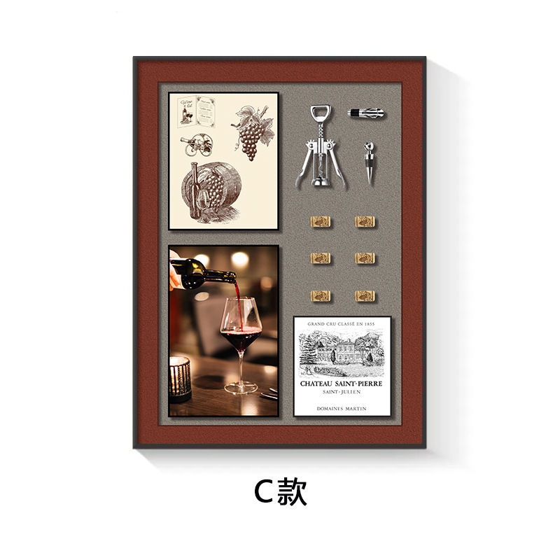 Pintura de decoración de restaurante Pintura colgante de arte tridimensional Pintura de instalación física de copa de vino minimalista moderna Pintura mural de sala de muestra de gabinete de vino