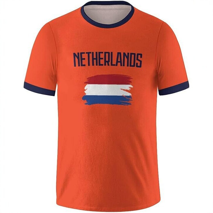 Cross-Border Best-Selling European Country Football Fan T-Shirts, Quick-Drying, Breathable, Short-Sleeved, Men's and Women's 3D Printed Round-Neck Tops