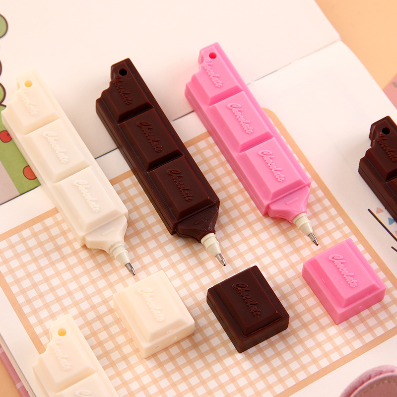 Bolígrafo de chocolate, bolígrafo de dibujos animados con forma de comida, bolígrafo de papelería para estudiantes, bolígrafo de aceite, regalo pequeño, retráctil