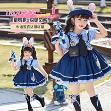 女童假两件裙子2026夏春新款朱蒂兔子警官洛丽塔小女孩连衣裙疯狂