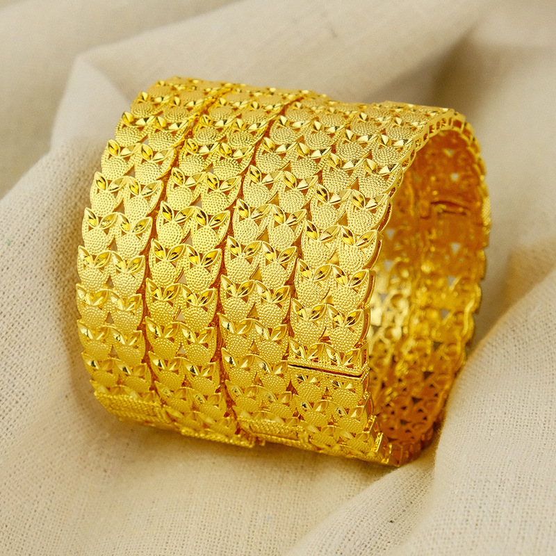 Cross Border 24k Gold Plated Bracelet Dubai Wedding India Nigeria Women's Bride Sand Gold Bracelet Jewelry Wholesale Cross Border 24k Gold Plated Bracelet Dubai Wedding India Nigeria Women's Bride Sand Gold Bracelet Jewelry Wholesale